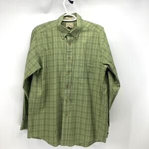 L.L. Bean wrinkle resistant 100% cotton green windowpane button down size M